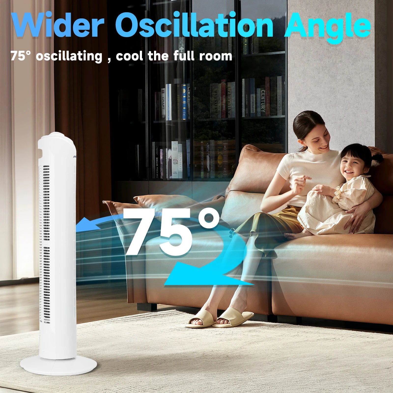 COLUMN FAN FLOOR WINTER Silent Aigostar White
