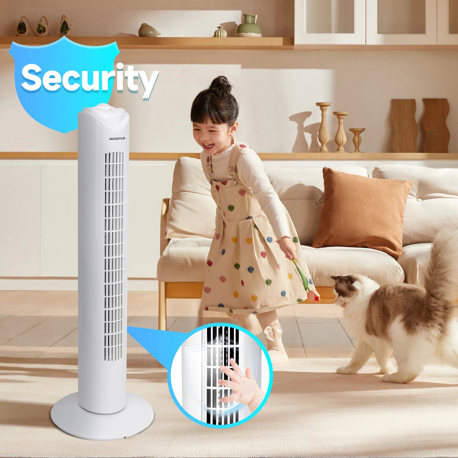 COLUMN FAN FLOOR WINTER Silent Aigostar White